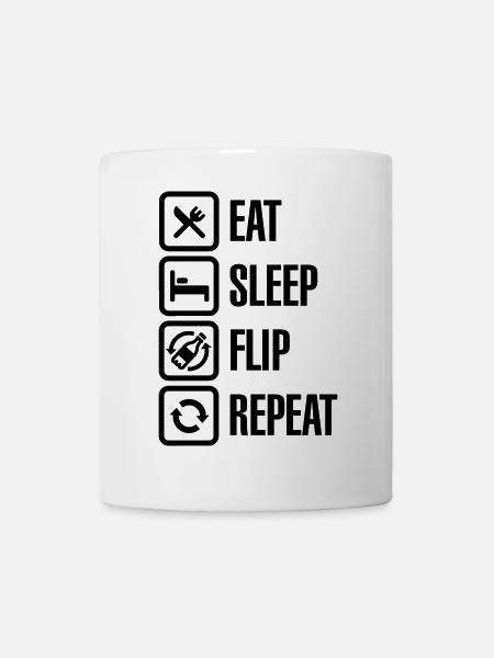 Eat - Sleep - Bottle Flip - Repeat - Tasse - Weiß