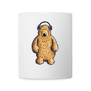 Lustiger Musik Bär - Teddy - Kopfhörer - Fun - Tasse - Weiß - Vorne