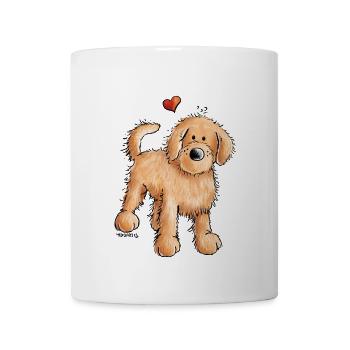 Doodle mit Herz - Goldendoodle - Hund - Geschenk - Tasse - Weiß - Vorne