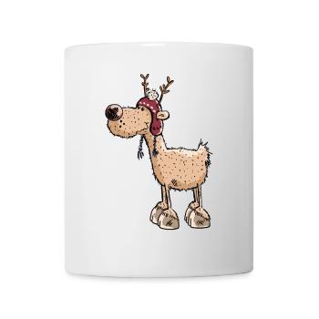 Happy Reindeer - Bobble Cap - Winter - Wild - Gift - Mug - white - Front