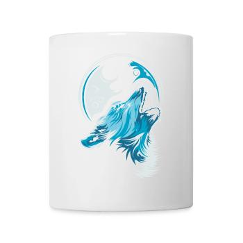 loup bleu lune hurlement illustration animaux de la forêt - Mug blanc - blanc - Devant