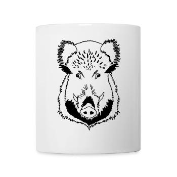 Wildschwein Kopf schwarz weiss - Tasse - Weiß - Vorne