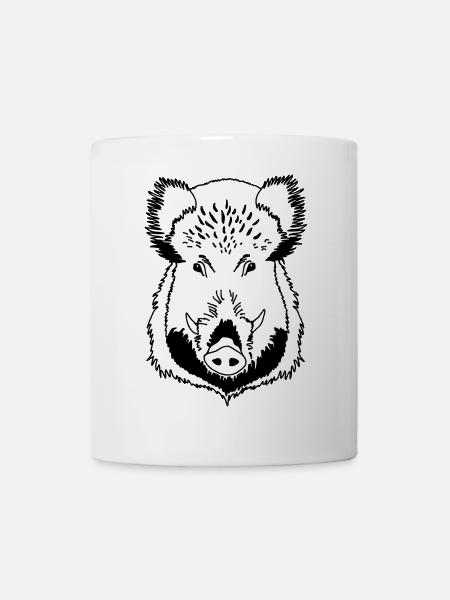 Tête de sanglier noir et blanc - Mug blanc - blanc