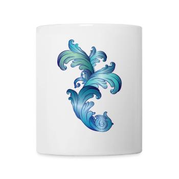 wunderschönes blau schimmerndes Barock Ornament - Tasse - Weiß - Vorne