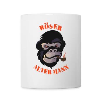 Rauchender Gorilla Kopf Grafik böser alter Mann - Tasse - Weiß - Vorne