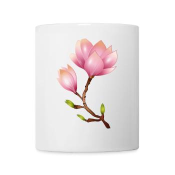 Magnolia branch with pink flowers - Mug - white - Front