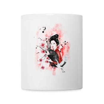 Geisha Sakura Japanese Motif Watercolor - Mug - white - Front