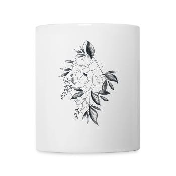 fleurs géométrie pivoine fleur sauvage féminin - Mug blanc - blanc - Devant