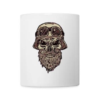 Totenschädel mit Bart und Helm - Tasse - Weiß - Vorne