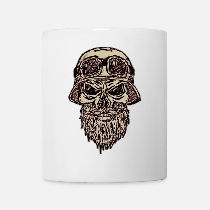Totenschädel mit Bart und Helm - Tasse - Weiß
