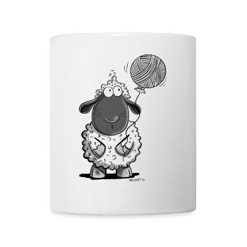 Mouton avec ballon en laine - Mug blanc - blanc - Devant