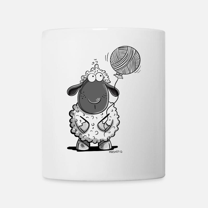 Sheep with wool balloon - Mug - white