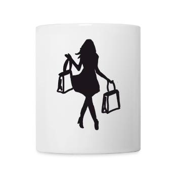 Shoppende Frau - Tasse - Weiß - Vorne