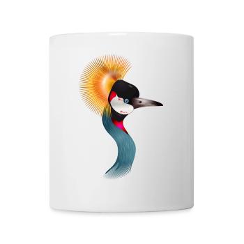 ästhetisch kunstvoll gezeichneter Kronenkranich - Tasse - Weiß - Vorne