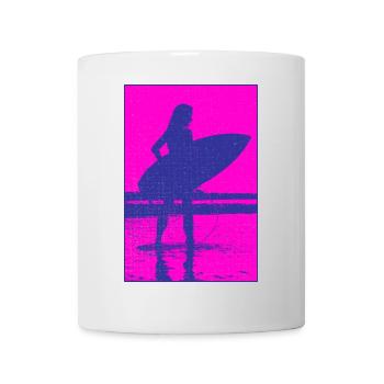 Neon-Silhouette Surferin Strand - Tasse - Weiß - Vorne