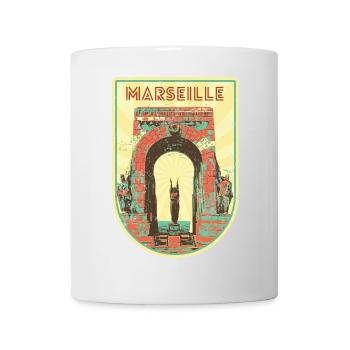 Badge retro, Marseille France est ma ville natale - Mug blanc - blanc - Devant