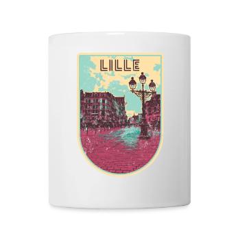 Retro badge, Lille France is my hometown - Mug - white - Front