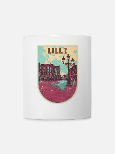 Badge retro, Lille France est ma ville natale - Mug blanc - blanc