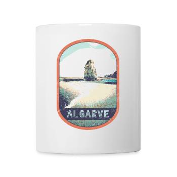 Retro-Abzeichen, Algarve Portugal, Strand Sommersonne - Tasse - Weiß - Vorne