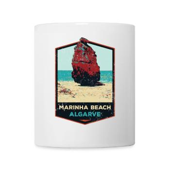 Retro-Abzeichen, Algarve Portugal, Strand Sommersonne - Tasse - Weiß - Vorne