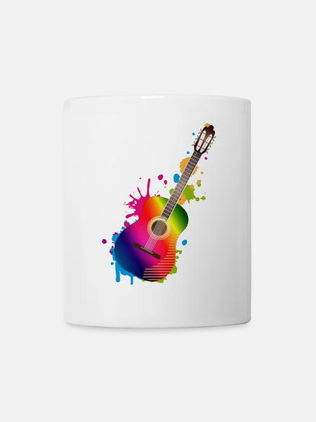 Akustik Gitarren Graffiti in Regenbogenfarben - Tasse - Weiß