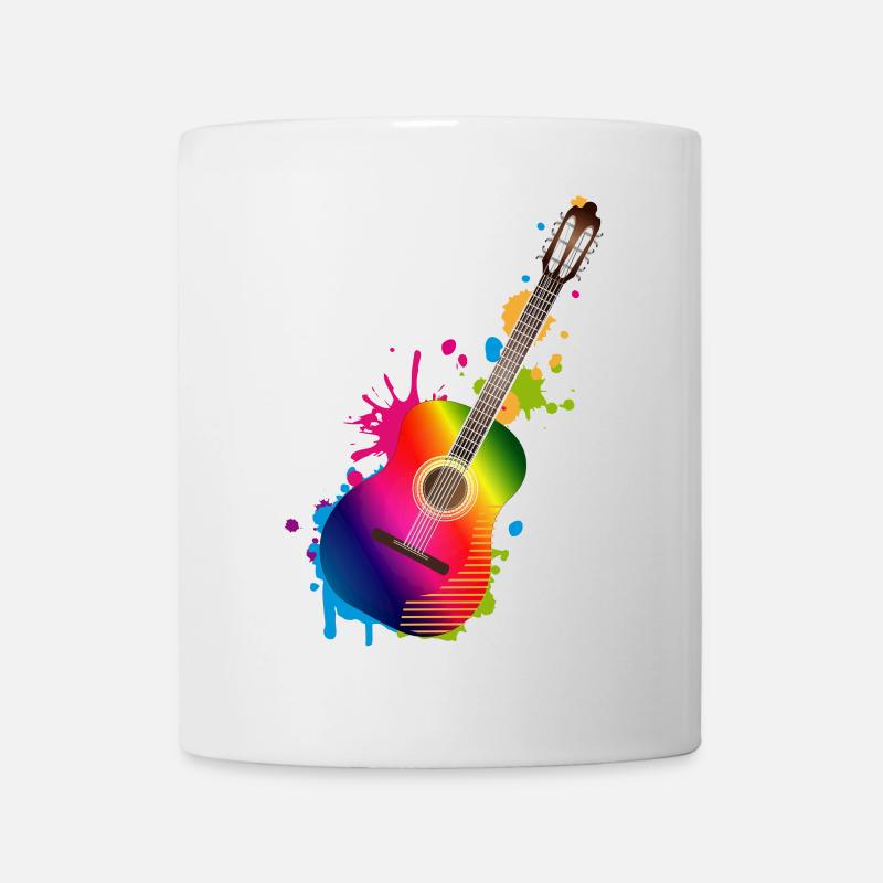 Akustik Gitarren Graffiti in Regenbogenfarben - Tasse - Weiß