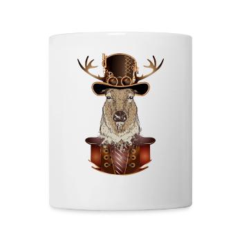 Cerf steampunk avec chapeau cylindre antique - Mug blanc - blanc - Devant