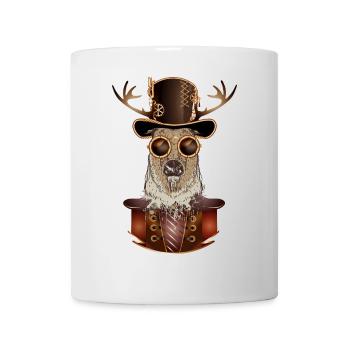 Steampunk deer with cylinder hat and glasses - Mug - white - Front