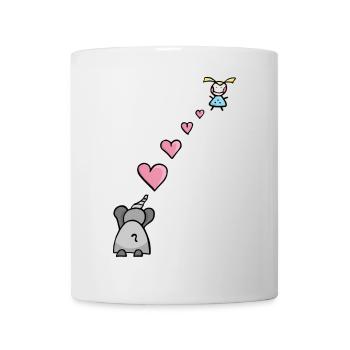 Enfant éléphant avec le cœur symbole de l’amour - Mug blanc - blanc - Devant