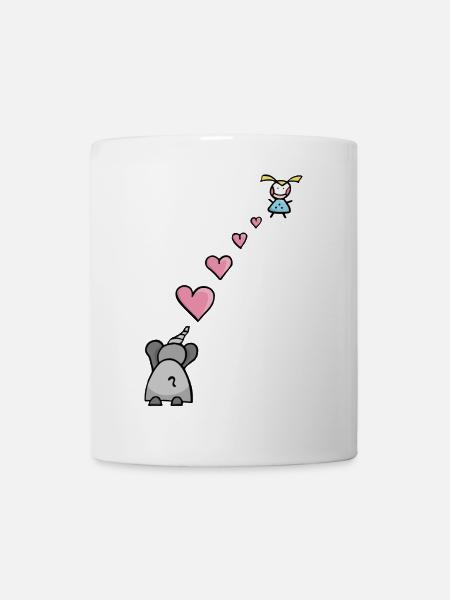 Elefant Kind mit Herz Symbol für Liebe - Tasse - Weiß