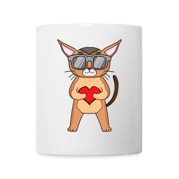 Chausie avec des lunettes de soleil et du cœur - Mug blanc - blanc - Devant