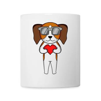 Beagle avec lunettes de soleil et cœur - Mug blanc - blanc - Devant