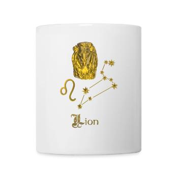 Sternzeichen Löwe 3D,  gold - Tasse - Weiß - Vorne