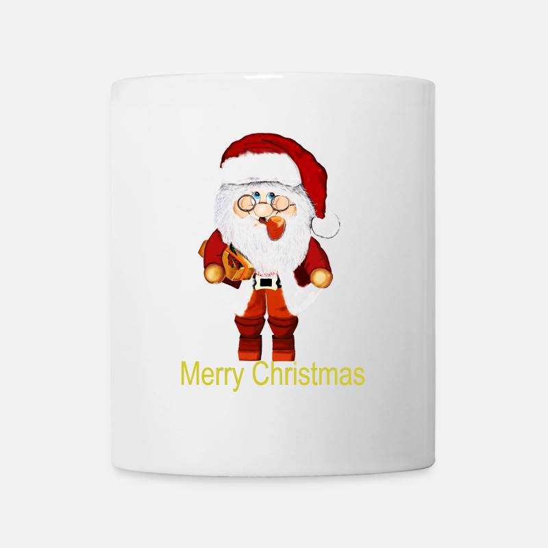 Weihnachtsmann mit Geschenkpaket - Tasse - Weiß