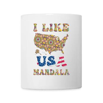 I like (love) USA Mandala / Mandala on USA Map - Mug - white - Front