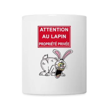 Attention au lapin blanc - Mug blanc - blanc - Devant