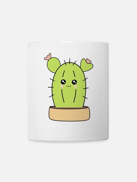 Cactus Kawaii Plante Kawaii Succulentes Kawaii - Mug blanc - blanc