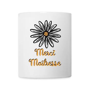merci maitresse avec une fleur - Mug blanc - blanc - Devant