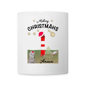 Leuchtturm Amrum, Weihnachten, Kultiger Wolf - Tasse - Weiß - Vorne