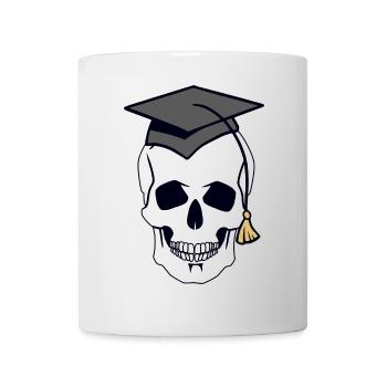 Totenkopf Schädel Gruselig Student Uni Halloween - Tasse - Weiß - Vorne