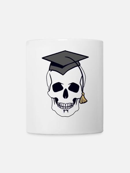 Totenkopf Schädel Gruselig Student Uni Halloween - Tasse - Weiß