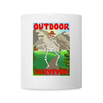 Cabane de montagne squelette de survivant en plein air effrayant - Mug blanc - blanc - Devant