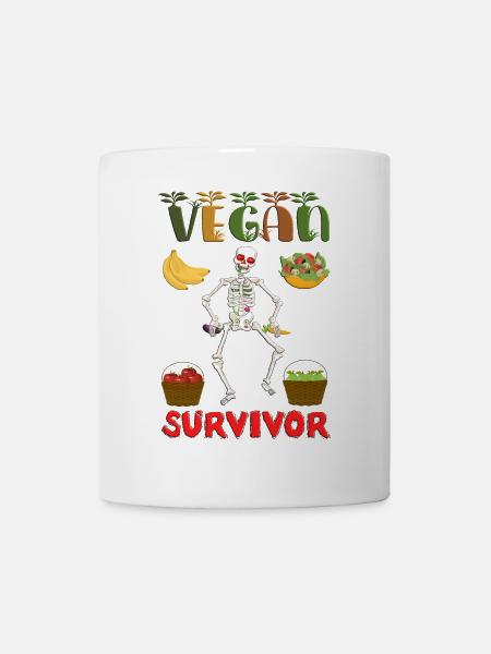Vegan Surviving Skeleton Fruits & Vegetables – Satire - Mug - white