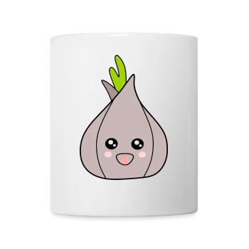 Kawaii Zwiebel Knoblauch Kawaii Gemüse Kawaii Obst - Tasse - Weiß - Vorne