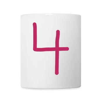 4 Numéro quatre rose numéro rouge Anniversaire - Mug blanc - blanc - Devant