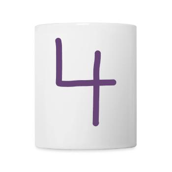 4 Numéro quatre numéro violet anniversaire - Mug blanc - blanc - Devant