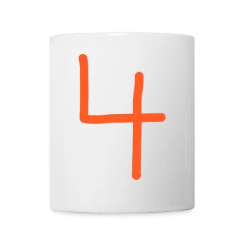 4 Numéro quatre numéro orange anniversaire - Mug blanc - blanc - Devant
