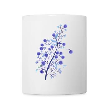 Aquarell Beerenzweig Lavendelblau - Tasse - Weiß - Vorne
