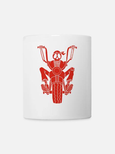 Rotes Biker-Skelett - Tasse - Weiß