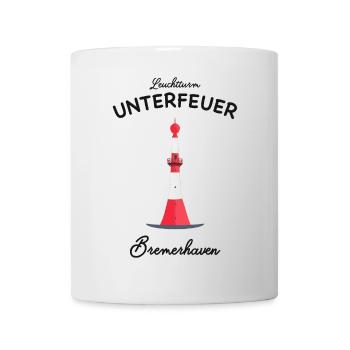 Bremerhaven, Leuchtturm Unterfeuer, Nordsee - Tasse - Weiß - Vorne